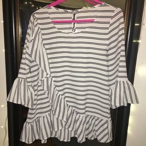 Striped ruffle blouse